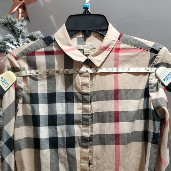 burberry women's brit tonal check shirt carmel